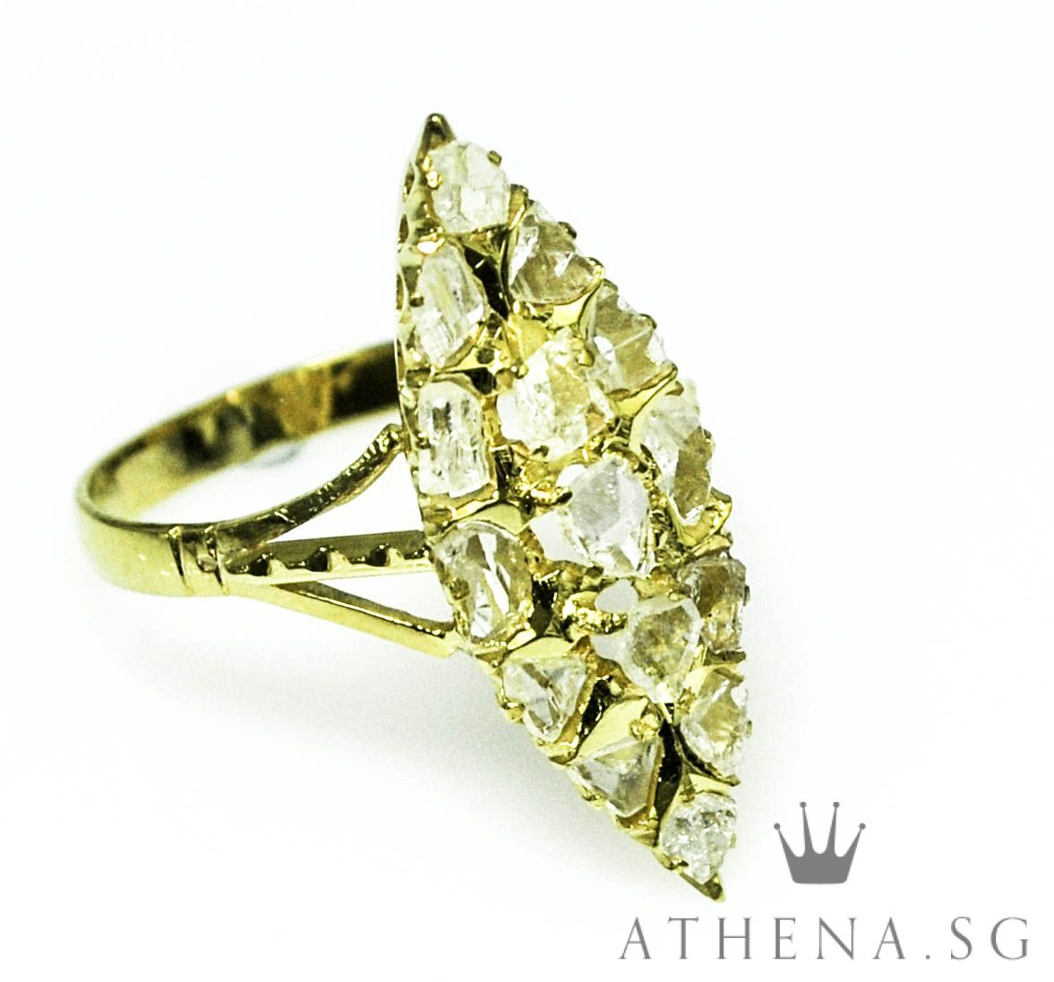 18K YG ANTIQUE DESIGN INTAN RING 2.86G (SIZE 12)