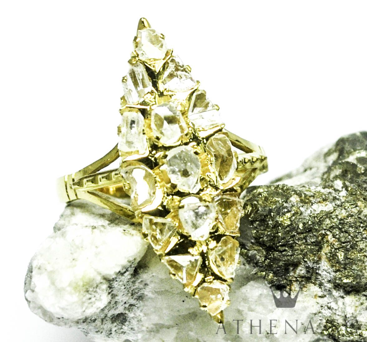 18K YG ANTIQUE DESIGN INTAN RING 2.86G (SIZE 12) - Image 5