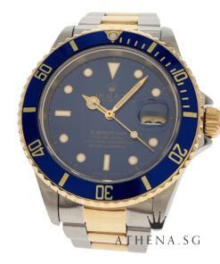 ROLEX 18K HALF YELLOW GOLD ROLESOR OYSTER PERPETUAL SUBMARINER DATE "T" SERIES "BLUE SWISS-T DIAL" (WATCH ONLY) 16613