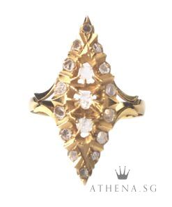 18K Y/G ANTIQUE DESIGN INTAN RING 2.51G (SIZE 12.5)