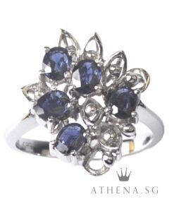Alternative view of 14K WG FANCY DESIGN BLUE SAPPHIRE RING 4.91G (SIZE 12)
