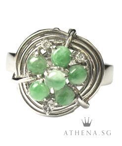 K GOLD JADE RING WITH DIAMOND 4.26G (SIZE 12.5)