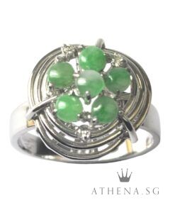 Alternative view of K GOLD JADE RING WITH DIAMOND 4.26G (SIZE 12.5)