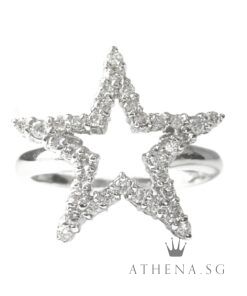 18K WG STAR DESIGN DIAMOND RING D35-0.40CTS 3.75G (SIZE 13) [NETT $758.00]