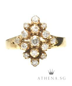 Alternative view of 18K YG ANTIQUE DESIGN DIAMOND RING D15-0.25CTS 2.96G (SIZE 14.5) [NETT $558.00]