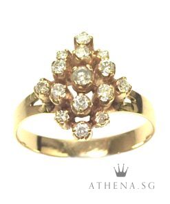 18K YG ANTIQUE DESIGN DIAMOND RING D15-0.25CTS 2.96G (SIZE 14.5) [NETT $558.00]
