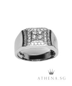 18K WG MEN DIAMOND RING D24-0.49CTS TD20-0.15CTS 6.76G (SIZE 17.5)