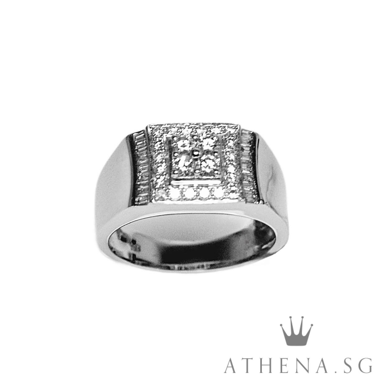 18K WG MEN DIAMOND RING D24-0.49CTS TD20-0.15CTS 6.76G (SIZE 17.5)