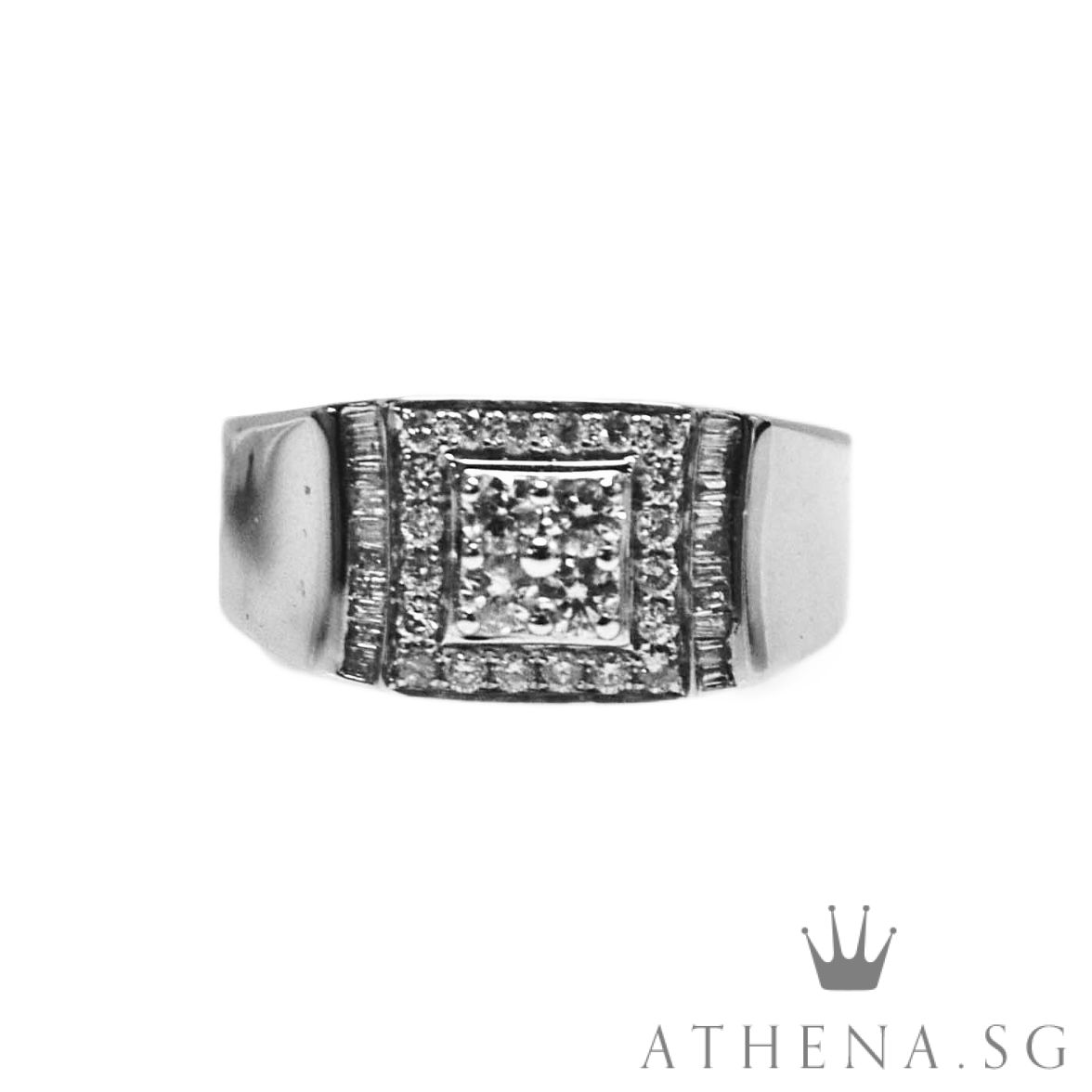 18K WG MEN DIAMOND RING D24-0.49CTS TD20-0.15CTS 6.76G (SIZE 17.5) - Image 3