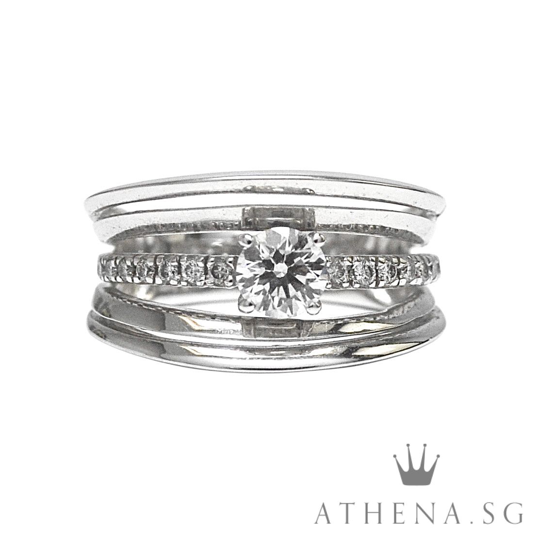 18K W/G DIAMOND RING D1-0.44CTS D16-0.16CTS 7.20G (SIZE 12.5)