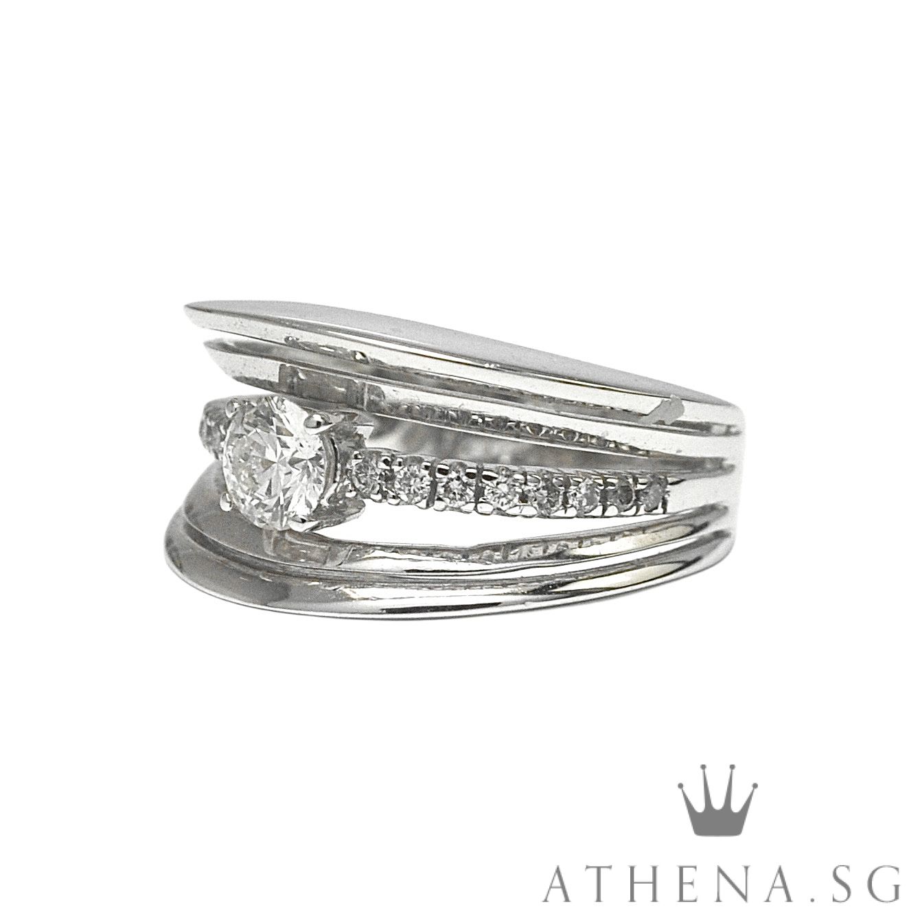 18K W/G DIAMOND RING D1-0.44CTS D16-0.16CTS 7.20G (SIZE 12.5) - Image 3