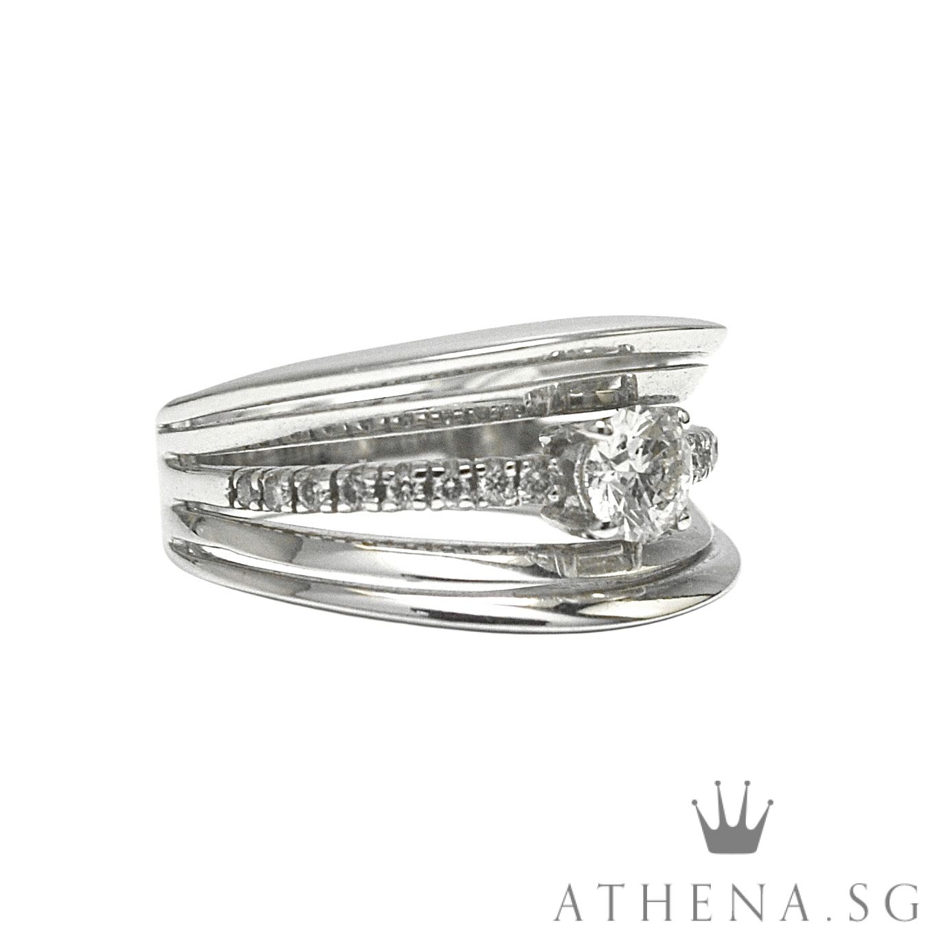 18K W/G DIAMOND RING D1-0.44CTS D16-0.16CTS 7.20G (SIZE 12.5) - Image 4