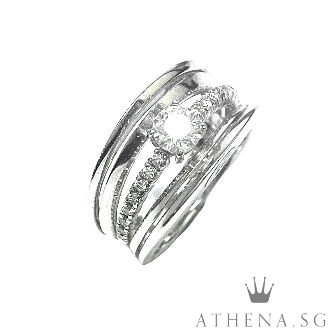18K W/G DIAMOND RING D1-0.44CTS D16-0.16CTS 7.20G (SIZE 12.5) - Image 5