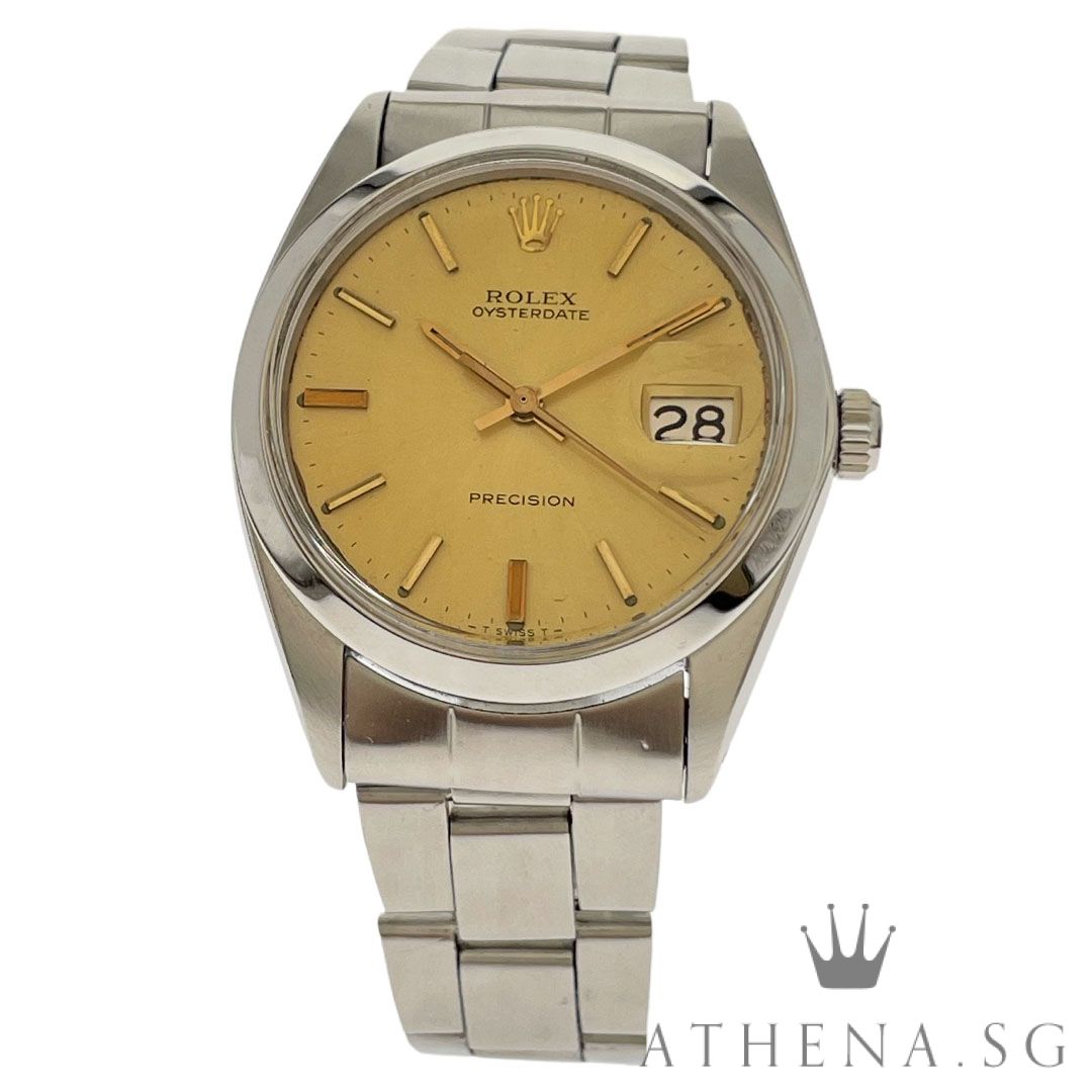 COLLECTIBLE!! ROLEX VINTAGE OYSTERDATE PRECISION "2 MILLION" SERIES "CHAMPAGNE INDEX DIAL" (WATCH ONLY) 6694