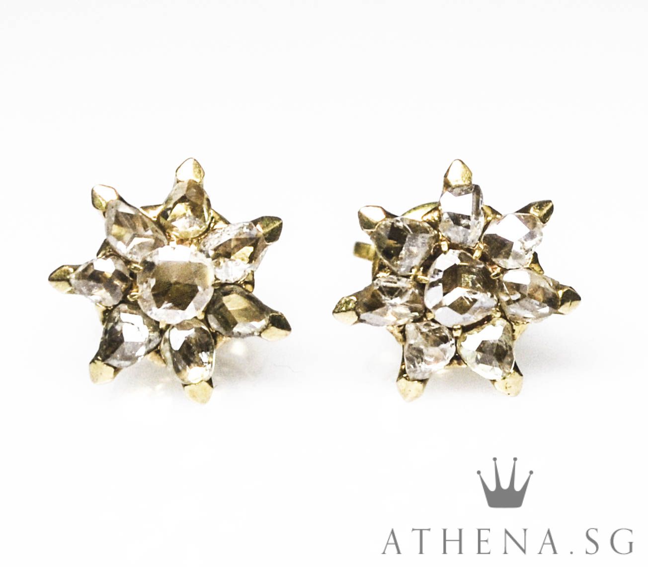 18K YG ANTIQUE DESIGN INTAN EARSTUD 3.16G