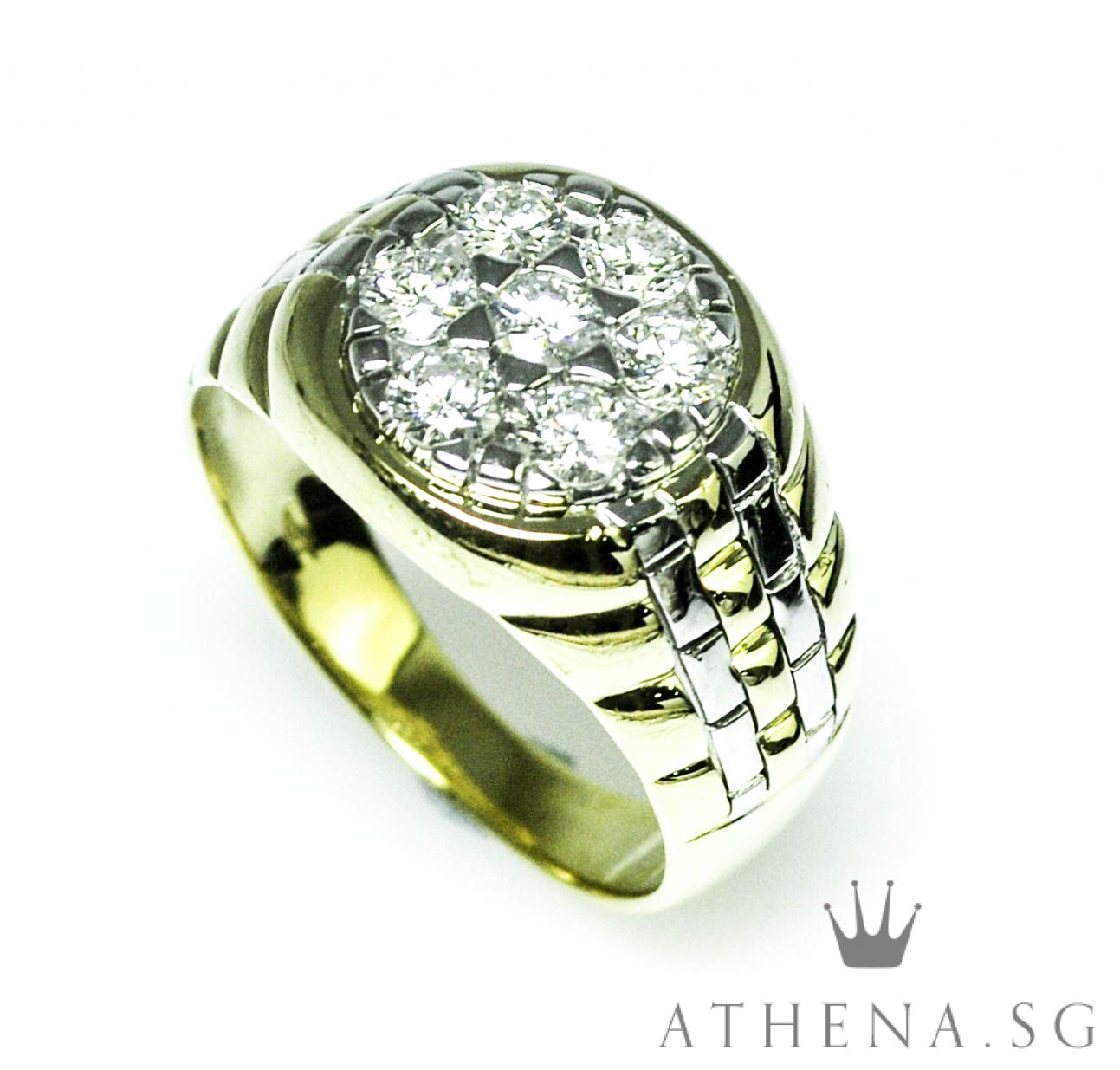 18K 2 TONE DESIGN DIAMOND RING D7-1.00CTS 6.93G (SIZE 20) - Image 4