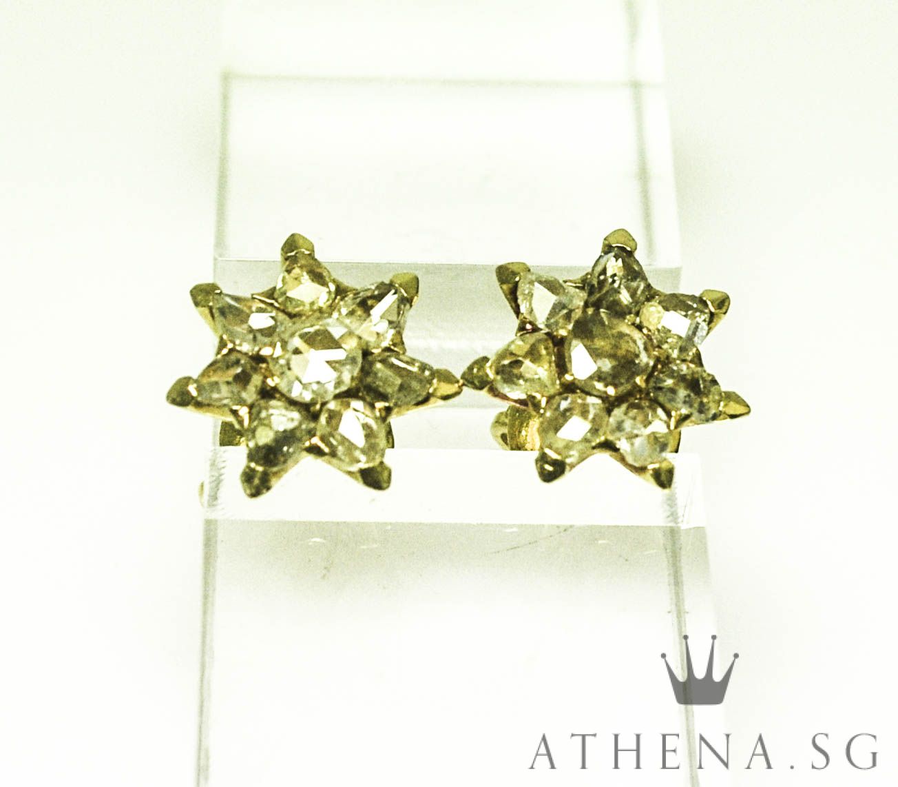 18K YG ANTIQUE DESIGN INTAN EARSTUD 3.16G - Image 3