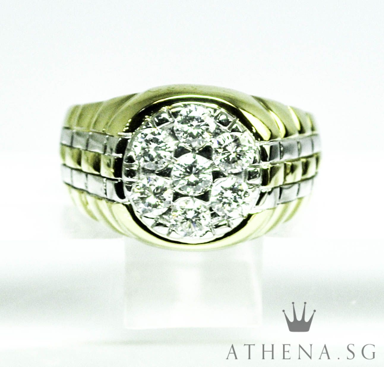 18K 2 TONE DESIGN DIAMOND RING D7-1.00CTS 6.93G (SIZE 20) - Image 5