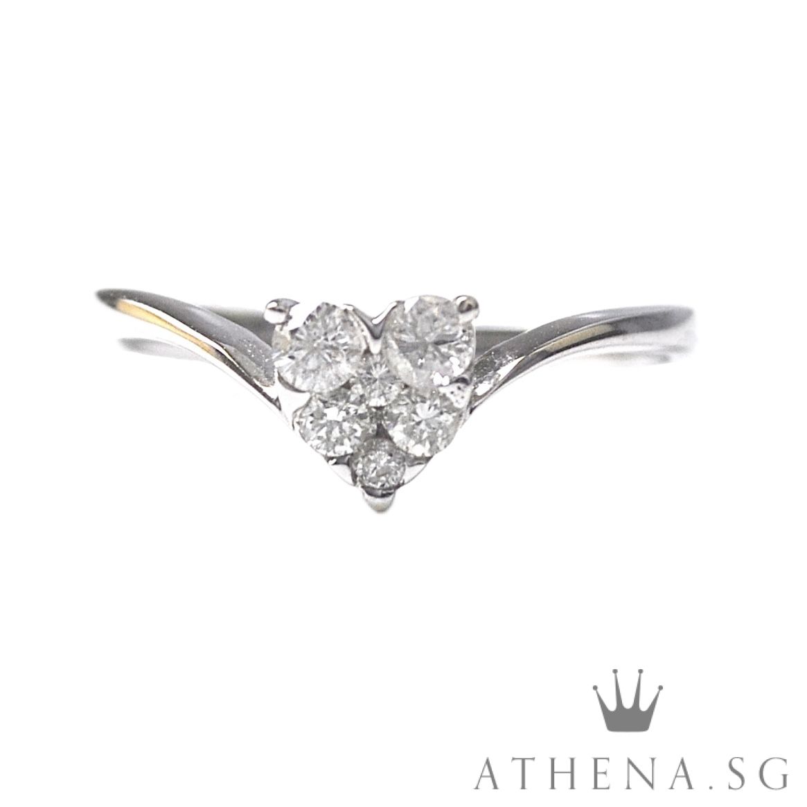18K W/G HEART SHAPE DIAMOND RING D6-0.20CTS 1.46G (SIZE 12)