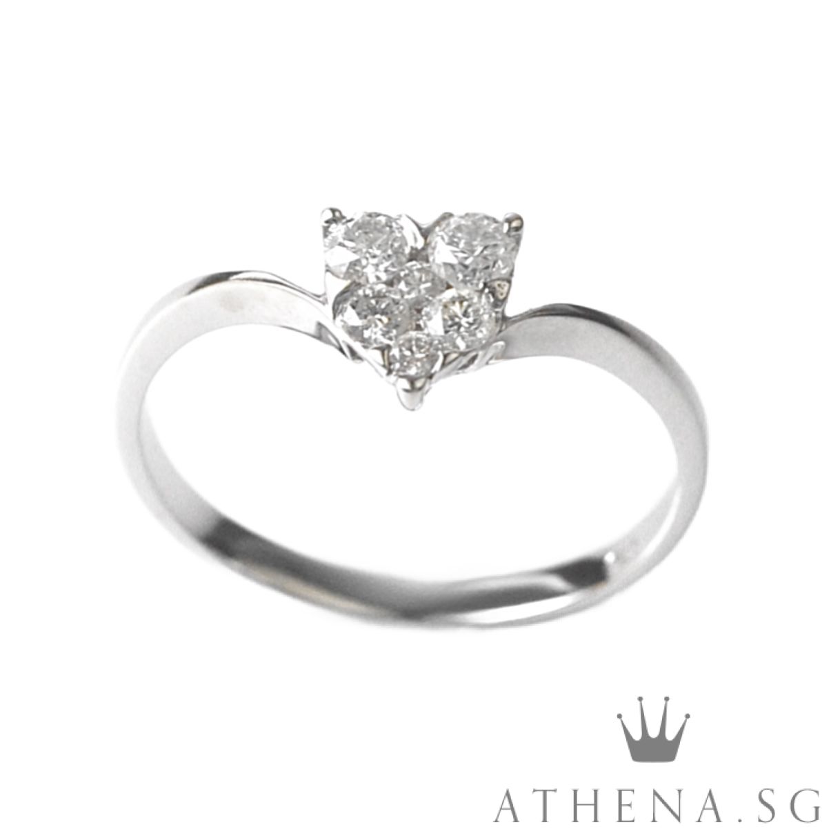 18K W/G HEART SHAPE DIAMOND RING D6-0.20CTS 1.46G (SIZE 12) - Image 4