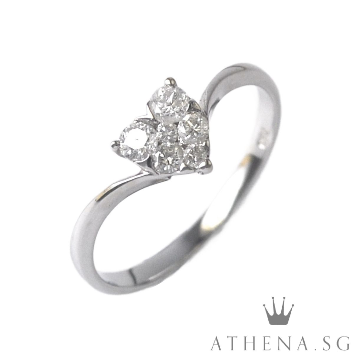 18K W/G HEART SHAPE DIAMOND RING D6-0.20CTS 1.46G (SIZE 12) - Image 5