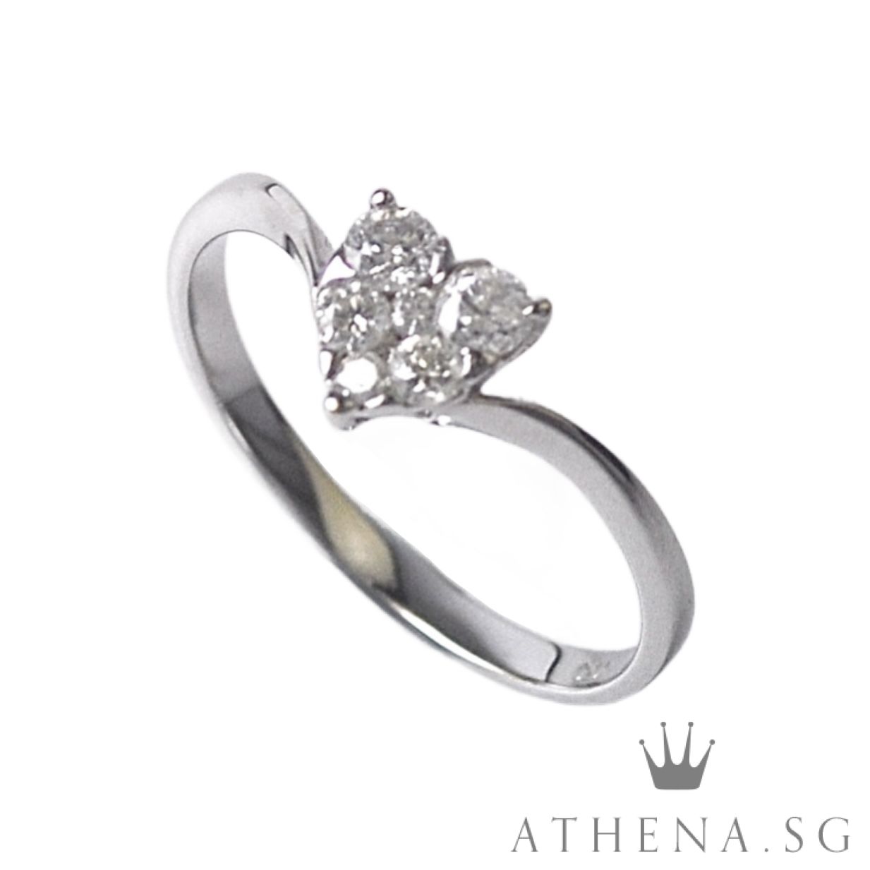 18K W/G HEART SHAPE DIAMOND RING D6-0.20CTS 1.46G (SIZE 12) - Image 6
