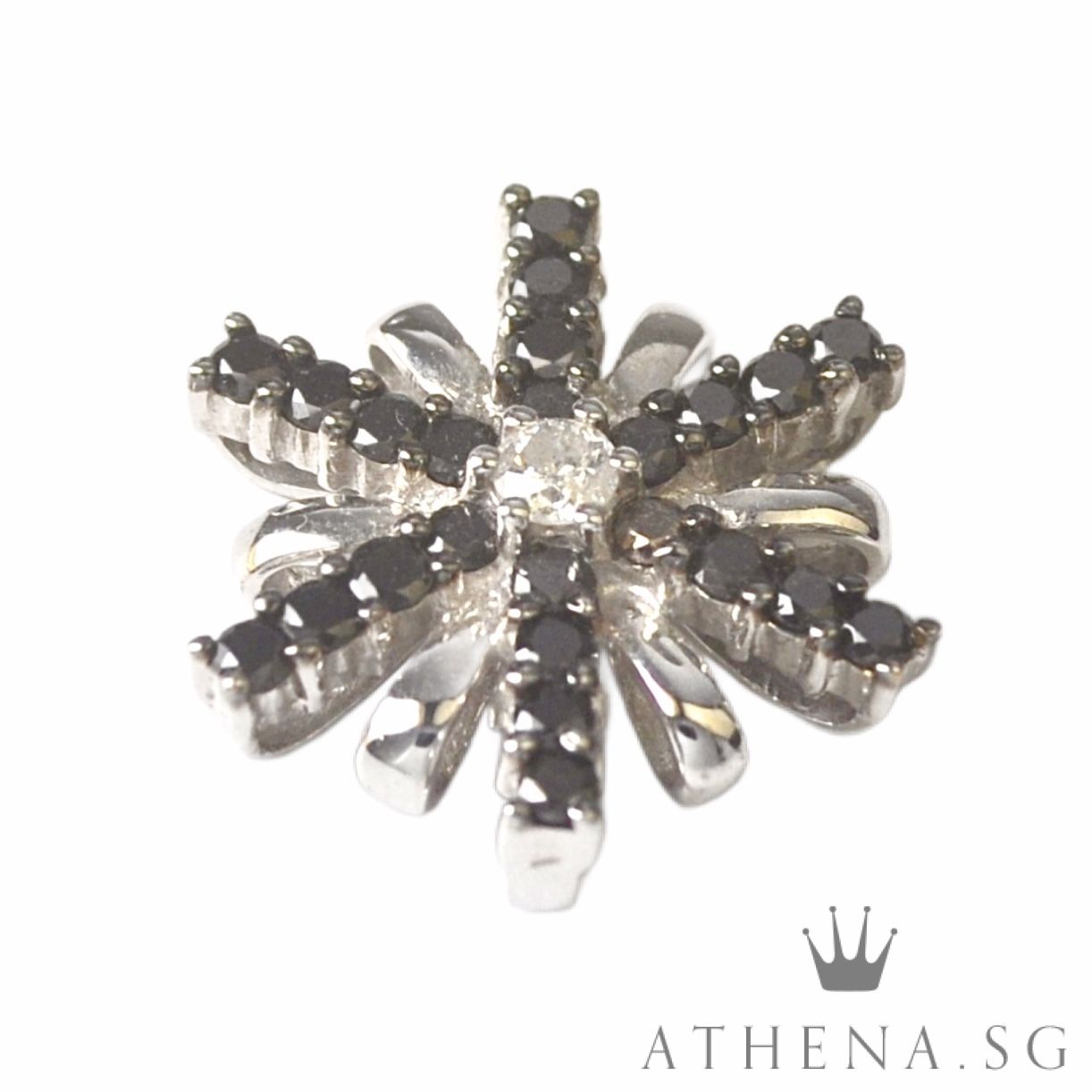 18K WG SNOWFLAKE DESIGN DIAMOND PENDANT D1-0.08CTS BD24-0.48CTS 2.62G