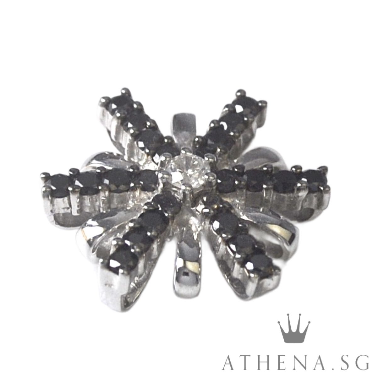 18K WG SNOWFLAKE DESIGN DIAMOND PENDANT D1-0.08CTS BD24-0.48CTS 2.62G - Image 2