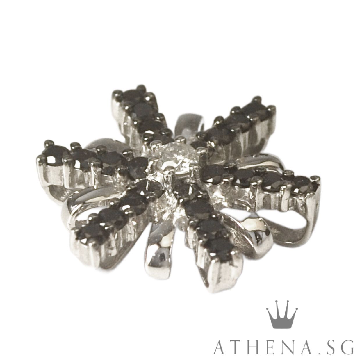 18K WG SNOWFLAKE DESIGN DIAMOND PENDANT D1-0.08CTS BD24-0.48CTS 2.62G - Image 6