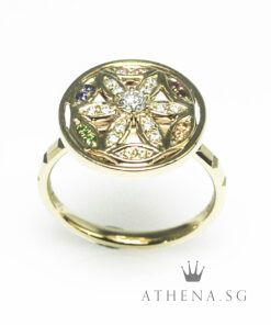 18K RG MIX SAPPHIRE RING WITH DIAMOND D-0.168CTS 4.39G (SIZE 13)