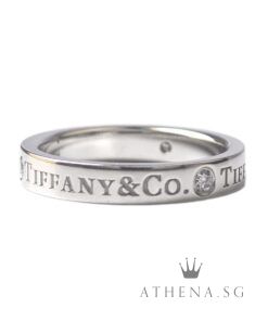 PT950 TIFFANY & CO BAND DIAMOND RING D3-0.07CTS 4.54G (SIZE 45)