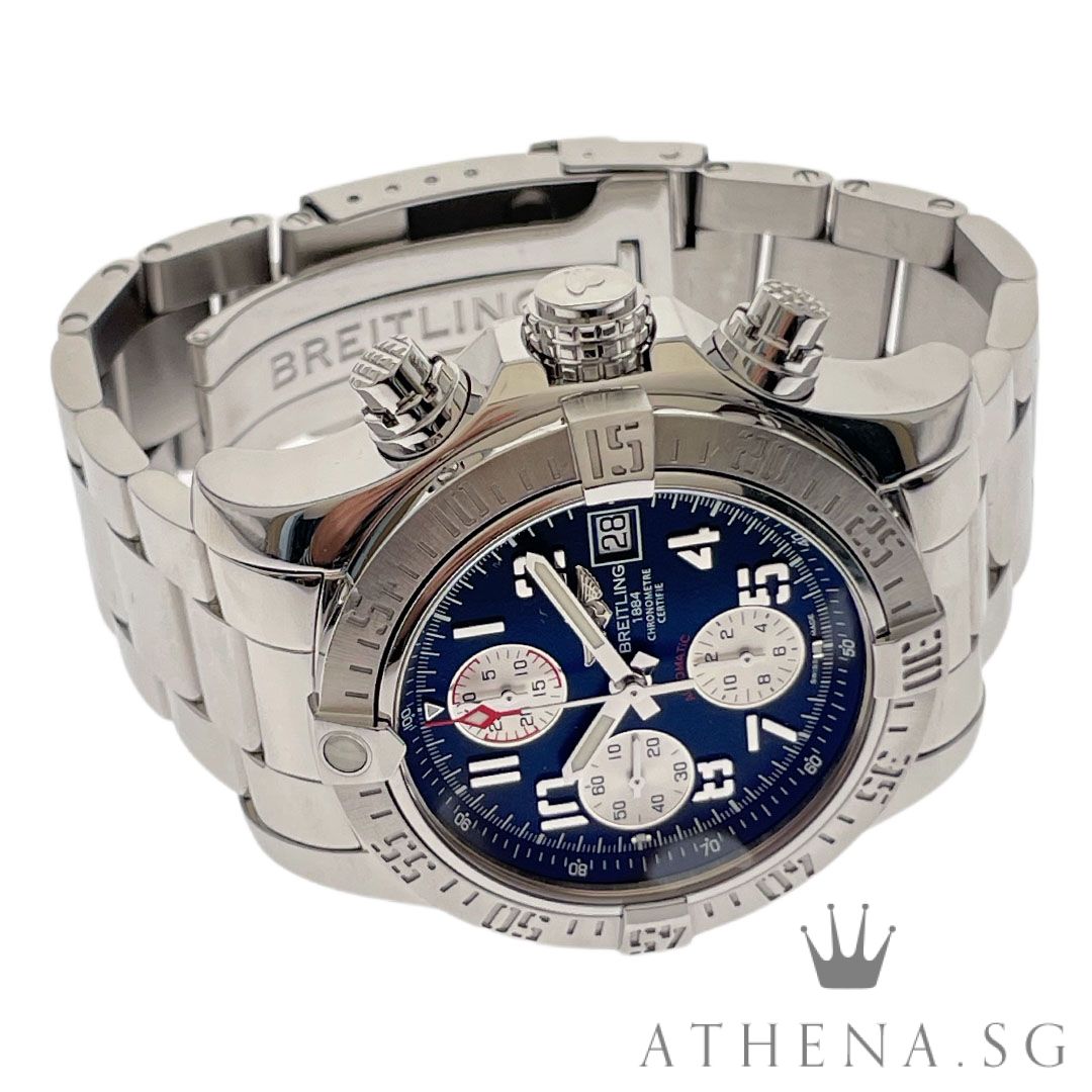 BREITLING AVENGER II CHRONOGRAPH STAINLESS STEEL 43MM "BLUE DIAL" WITH BOX & CERT DATED (04/2014) REF A13381 - Image 2