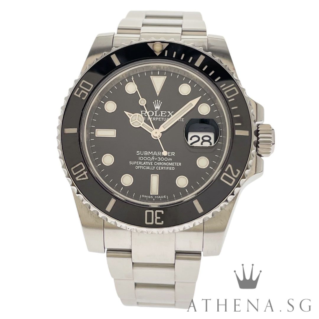 ROLEX OYSTER PERPETUAL DATE SUBMARINER CERAMIC "AN" SERIES "BLACK DIAL" WITH BOX & CERT DATED (11/2017) 116610LN