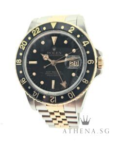 COLLECTIBLE TIMEPIECE !!! VINTAGE ROLEX HALF YELLOW GOLD "7 MILLION" SERIES OYSTER PERPETUAL DATE GMT MASTER "BLACK NIPPLE DIAL" 16753 (WATCH ONLY)