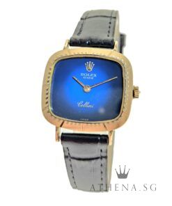 COLLECTIBLE!! VINTAGE ROLEX 18K YELLOW GOLD MANUAL WINDING CELLINI "BLUE VIGNETTE DIAL" (WATCH ONLY) 4082