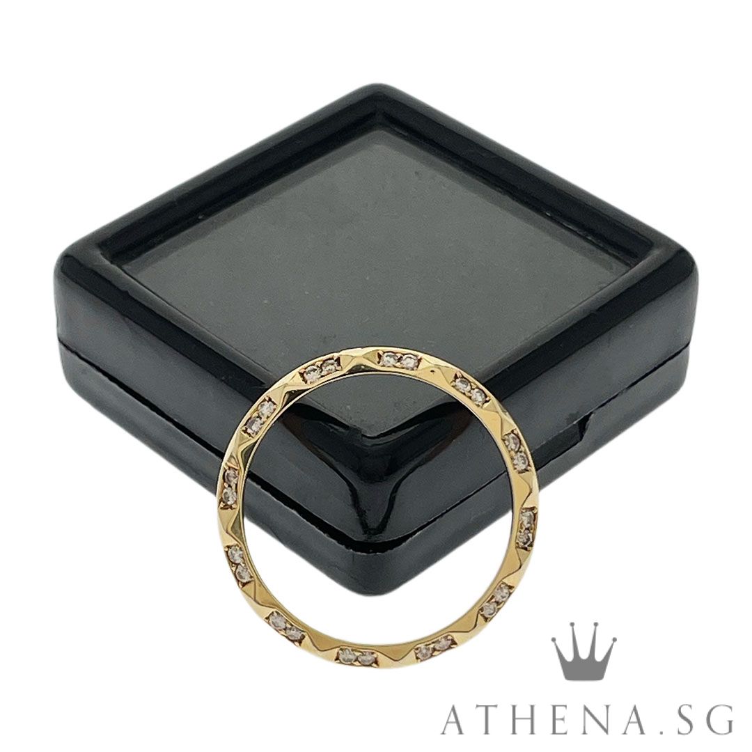 18K YELLOW GOLD WITH DIAMOND WATCH BEZEL 3.43G 26MM