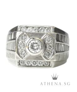 18K WG DIAMOND RING D1-0.20CTS D16-0.40CTS TD20-0.50CTS 13.59G (SIZE 16)