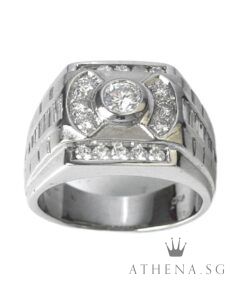Alternative view of 18K WG DIAMOND RING D1-0.20CTS D16-0.40CTS TD20-0.50CTS 13.59G (SIZE 16)