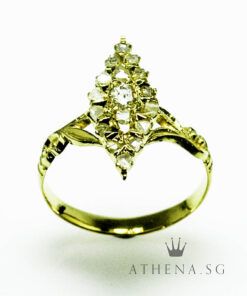 18K YG ANTIQUE DESIGN INTAN RING 2.51G (SIZE 13)