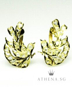 18K YG ANTIQUE DESIGN INTAN EARRING 4.99G