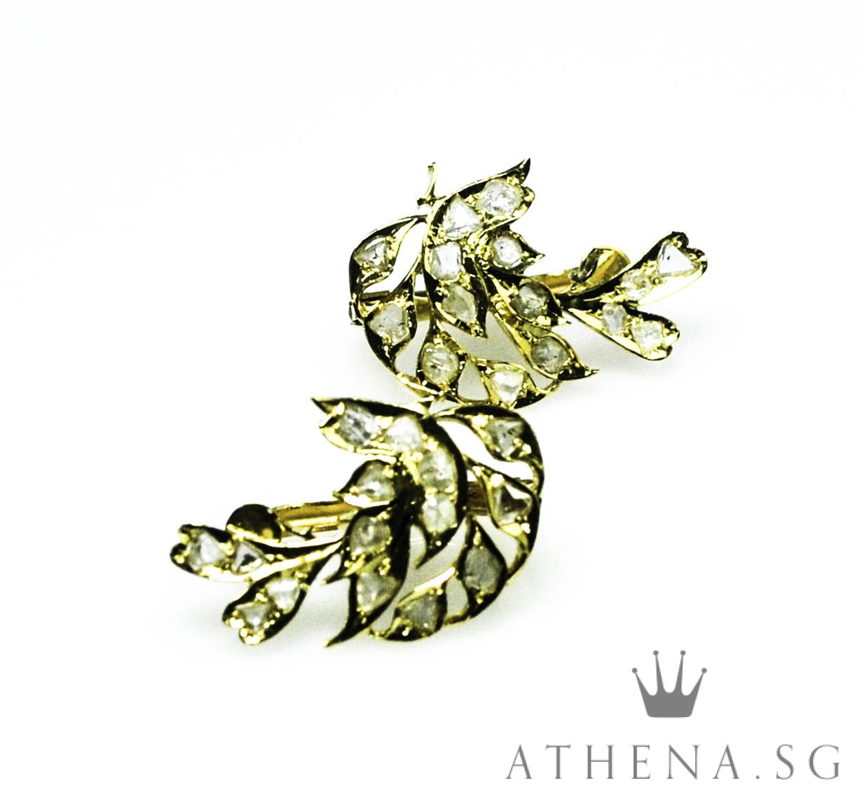 18K YG ANTIQUE DESIGN INTAN EARRING 4.99G - Image 5