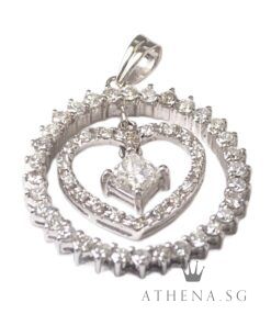 20K WG HEART DESIGN DIAMOND PENDANT PD1-0.30CTS D50-0.90CTS 5.03G