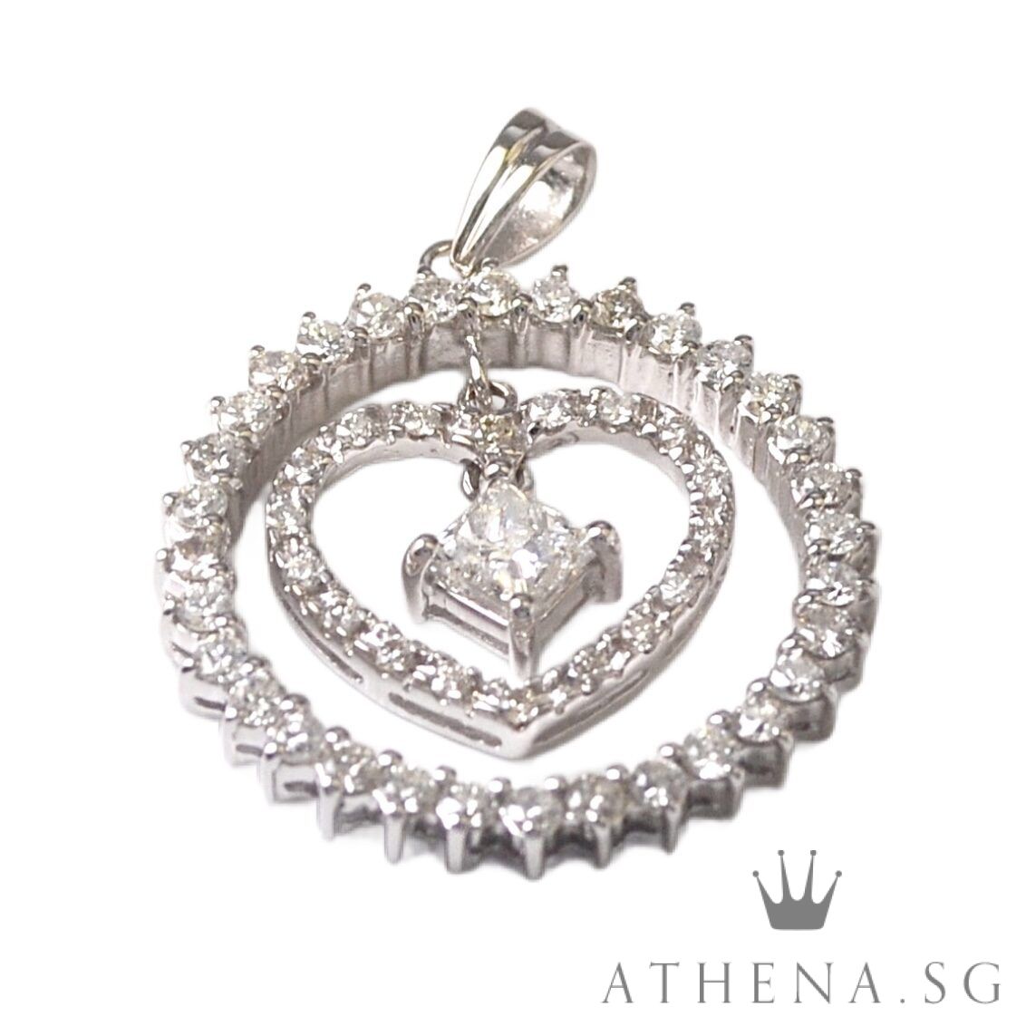20K WG HEART DESIGN DIAMOND PENDANT PD1-0.30CTS D50-0.90CTS 5.03G