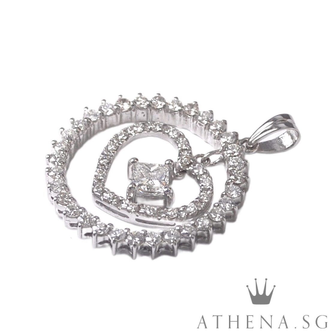 20K WG HEART DESIGN DIAMOND PENDANT PD1-0.30CTS D50-0.90CTS 5.03G - Image 3