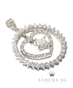 Alternative view of 20K WG HEART DESIGN DIAMOND PENDANT PD1-0.30CTS D50-0.90CTS 5.03G
