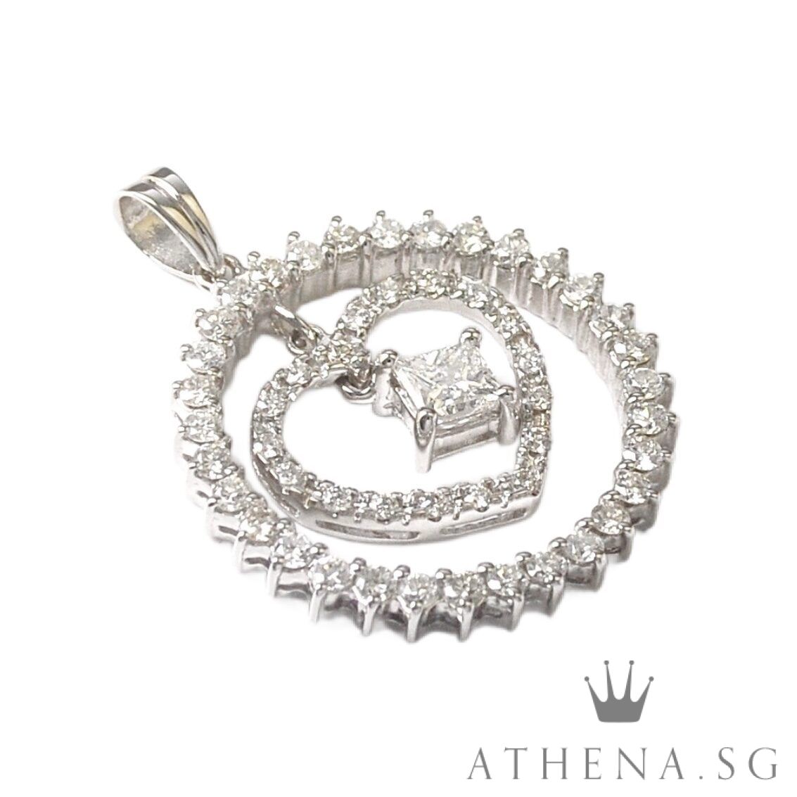 20K WG HEART DESIGN DIAMOND PENDANT PD1-0.30CTS D50-0.90CTS 5.03G - Image 2