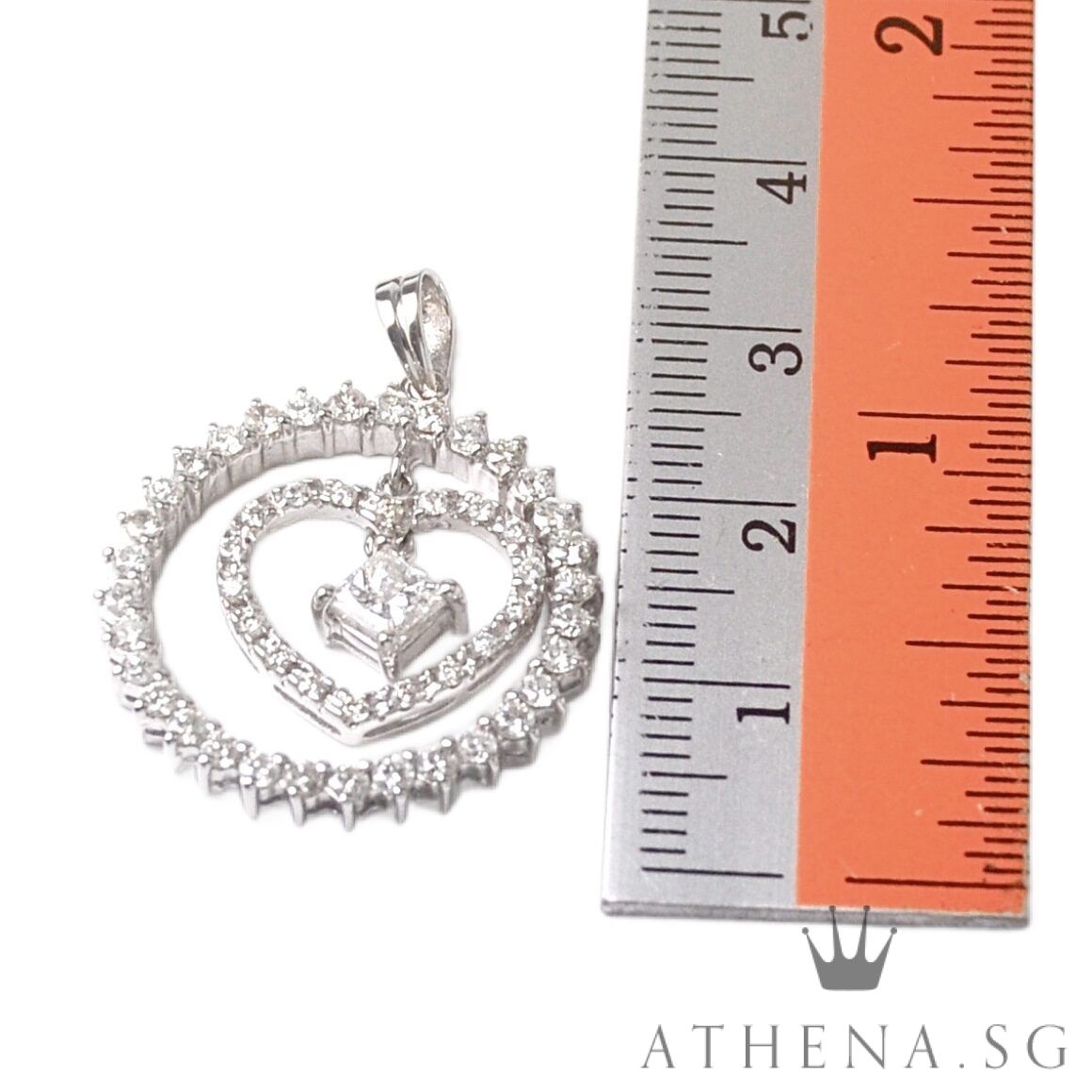 20K WG HEART DESIGN DIAMOND PENDANT PD1-0.30CTS D50-0.90CTS 5.03G - Image 4
