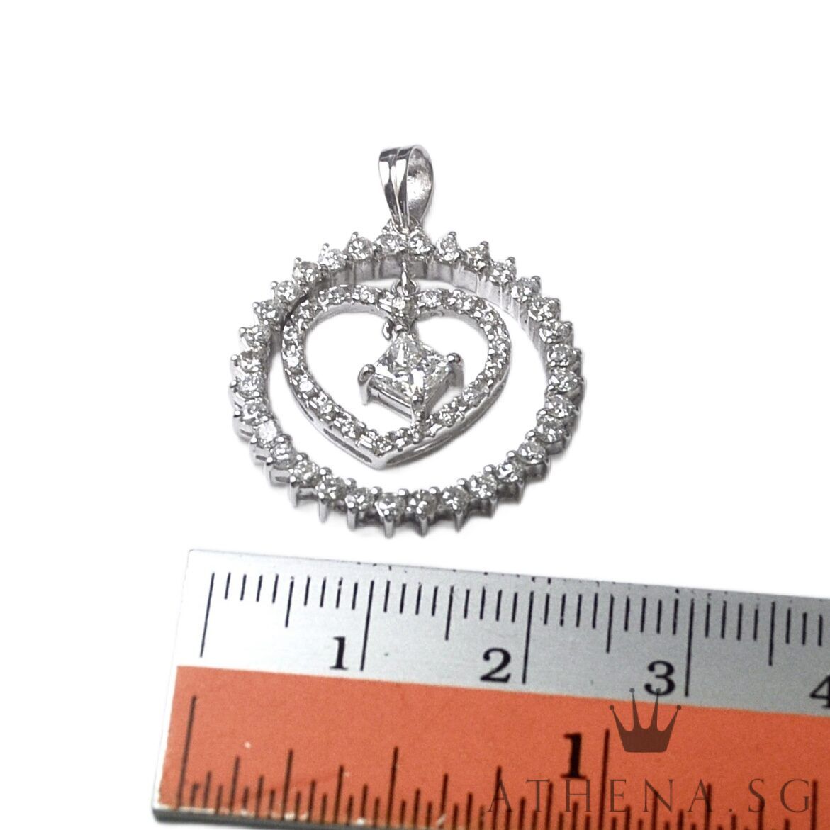 20K WG HEART DESIGN DIAMOND PENDANT PD1-0.30CTS D50-0.90CTS 5.03G - Image 5