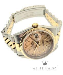 Alternative view of ROLEX 18K HALF GOLD OYSTER PERPETUAL DATEJUST 36 "T" SERIES "CHAMPAGNE HOUNDSTOOTH DIAL" (WATCH ONLY) 16233