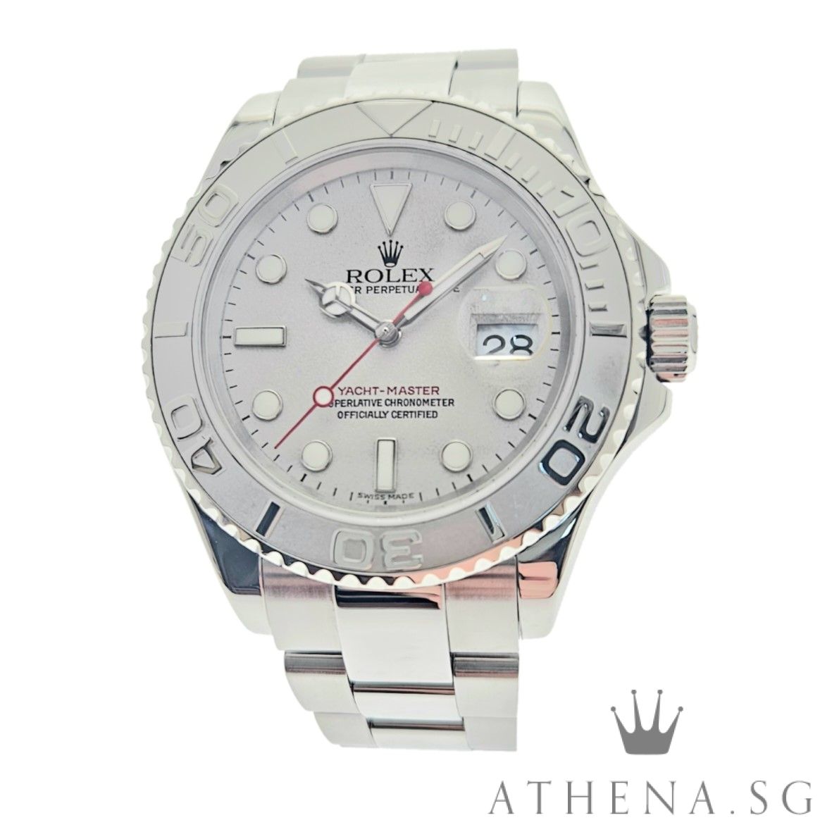 ROLEX ROLESIUM MENS OYSTER PERPETUAL DATE YACHT MASTER 40MM "D" SERIES "PLATINIUM DIAL" WITH BOX & CERT (UNDATED) 16622